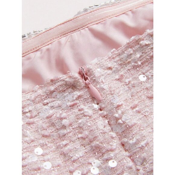 Elegant Sequin tweed Dress & Blazer 2 piece Suit Set pink - Picture 12 of 12